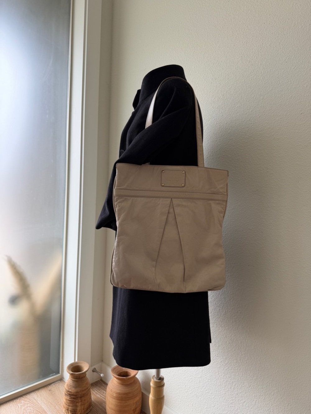 Marc Jacobs Vintage Y2K Beige Leather Tote Bag Shoulder Bag - Picture 12 of 12